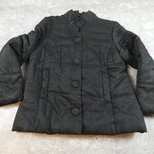 J Jill Coat Medium Black Shimmer Dressy Puffer Snap Jacket